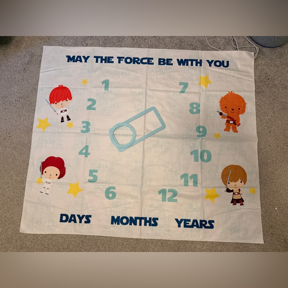 May The Force Be With You Milestone Blanket - White & Blue